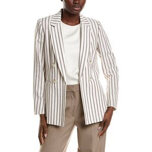 Anne Klein Womens  Linen-Blend Jacket, White